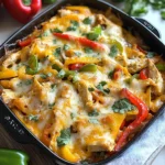 Chicken Fajitas Casserole (easy and cheesy!)