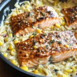 Creamed Corn Orzo with Salmon