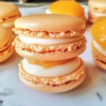 Peach Macarons with Fresh Peaches and Cream