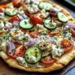 pizza topped with tzatziki sauce