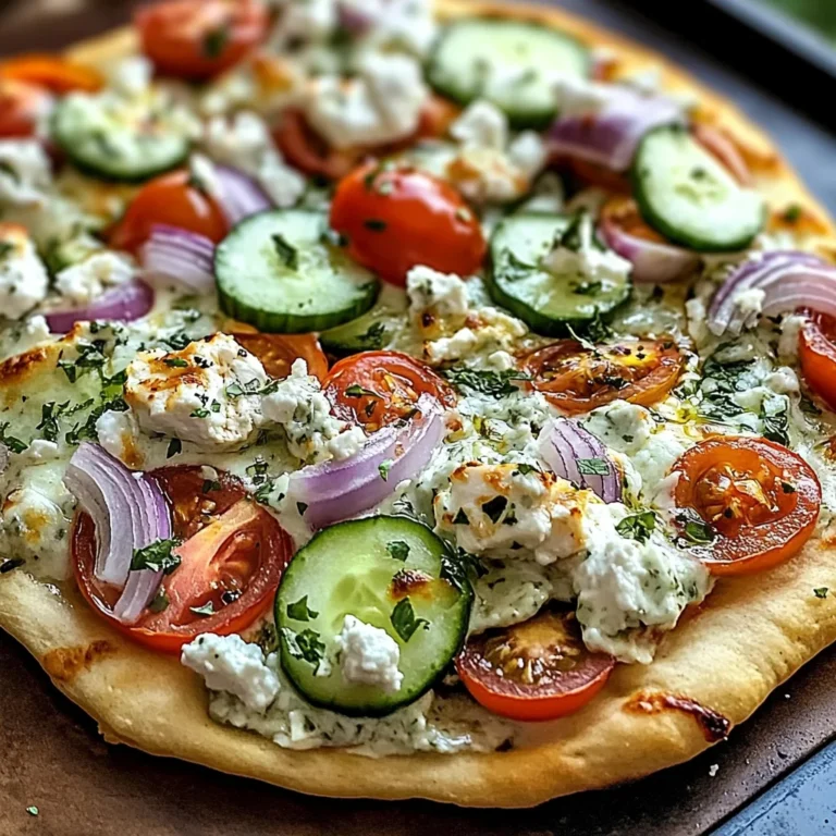 pizza topped with tzatziki sauce