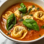 Creamy Tomato Tortellini Soup with Fresh Basil