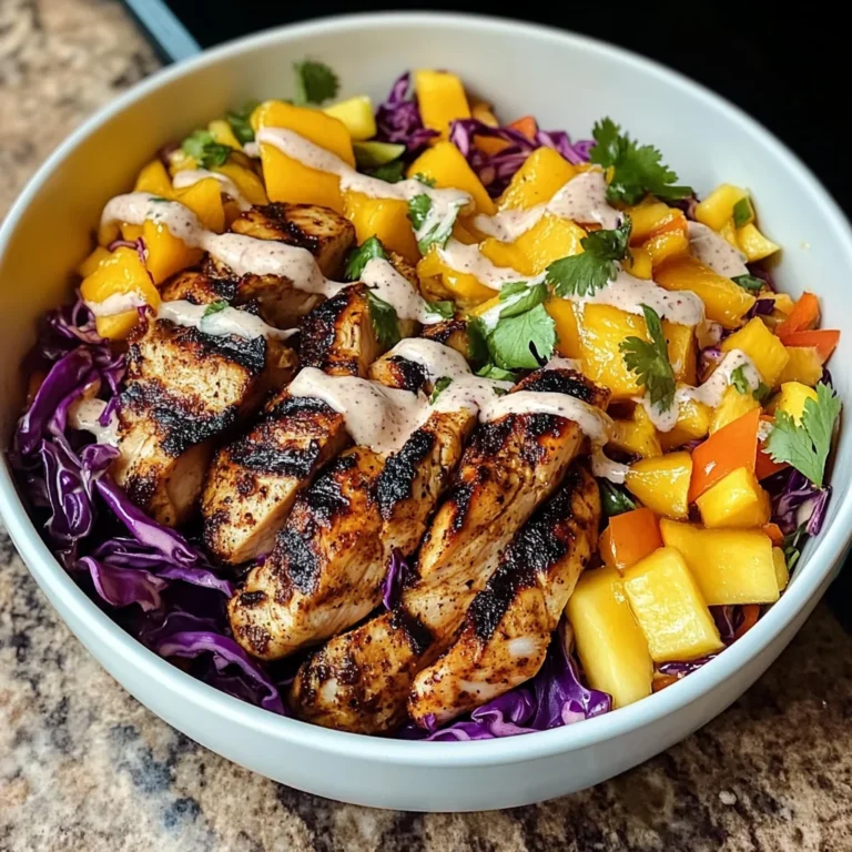 Jerk Chicken & Mango Slaw Bowls with Honey Lime Cream